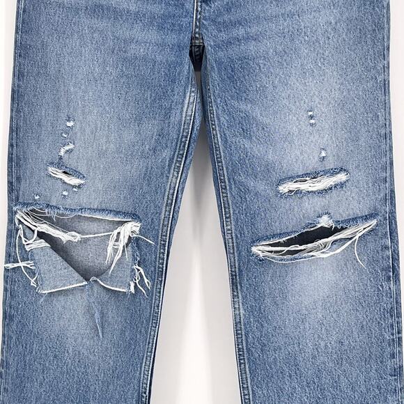 RE/DONE 90s Comfy Jeans Women’s Size 24 Sunfaded Destroy Light Wash Distressed - Picture 3 of 6